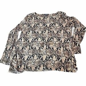 Mario Serrani Scoop Neck Long Sleeve Viscose Top with Python Pattern